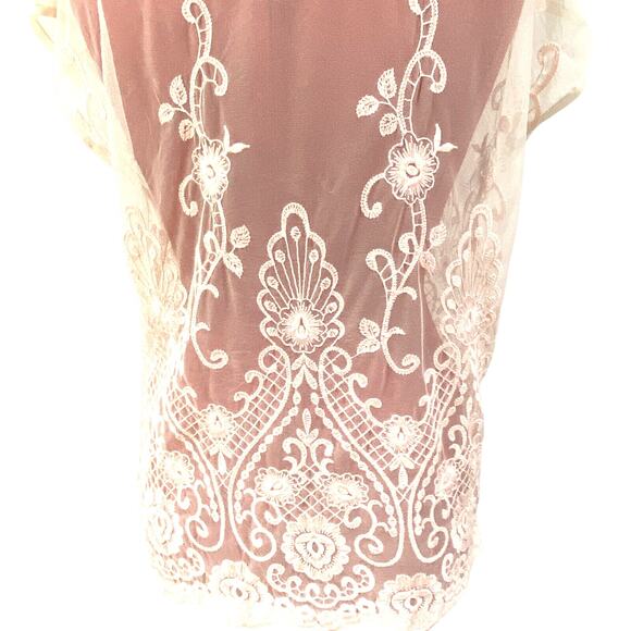 Forever 21 Pink Sheer Lace Top Sleeveless Popover Blouse Sz S Romantic Feminine - Picture 8 of 9